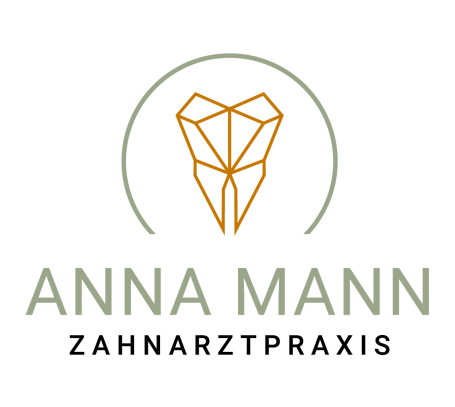 Zahn-Icon mit Kreis und Name Anna Mann Zahnarztpraxis